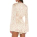 Tularosa Avani Long Sleeve Silky Romper Pink White Floral Ruffle Trim Pockets XS