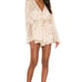 Tularosa Avani Long Sleeve Silky Romper Pink White Floral Ruffle Trim Pockets XS