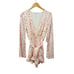Tularosa Avani Long Sleeve Silky Romper Pink White Floral Ruffle Trim Pockets XS