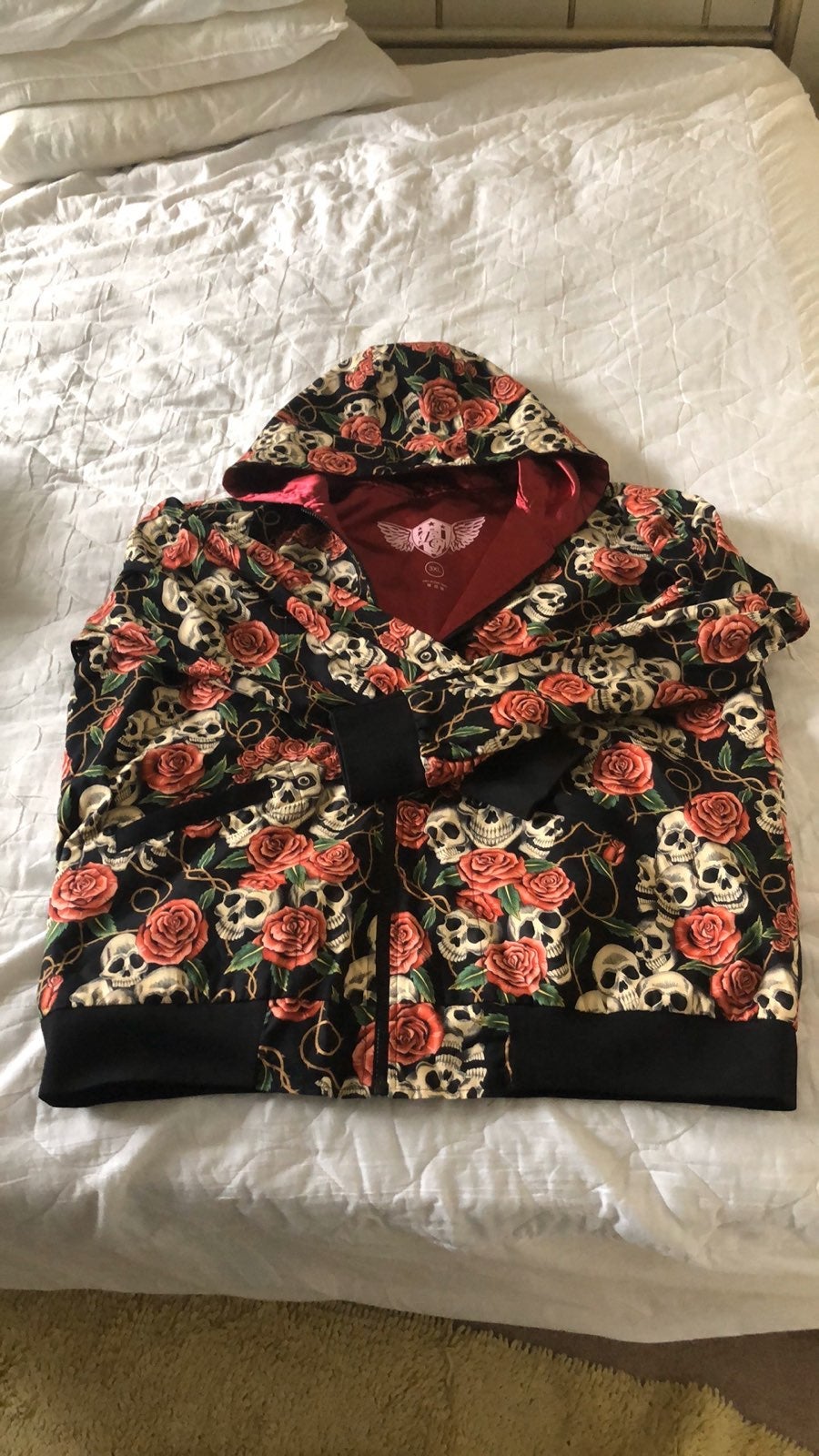 Mens 3X skull satin hoodie