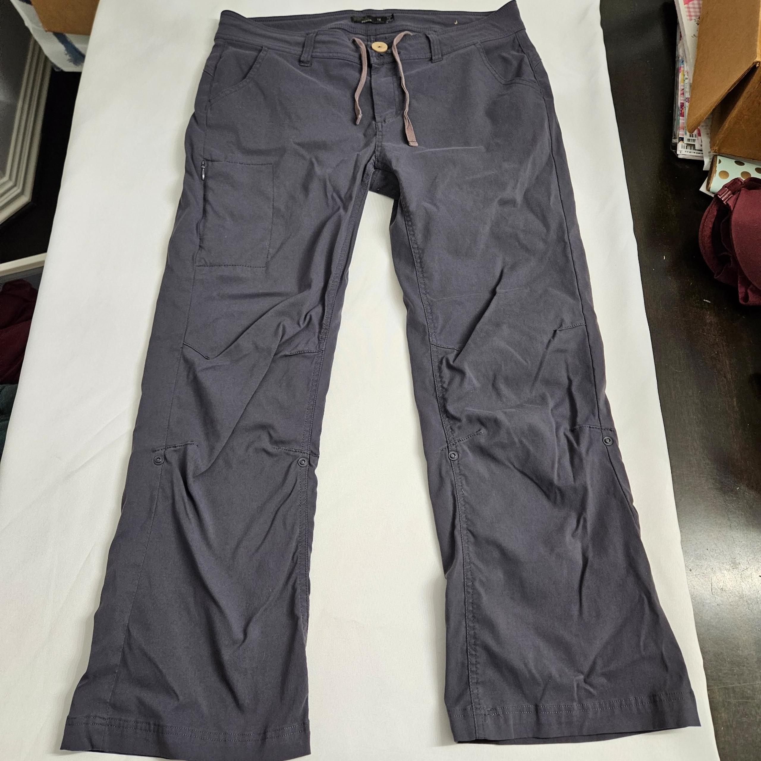 Prana Halle Pants Womens Gray Stretch Hiking Cargo Pockets Convertible Hiking 14