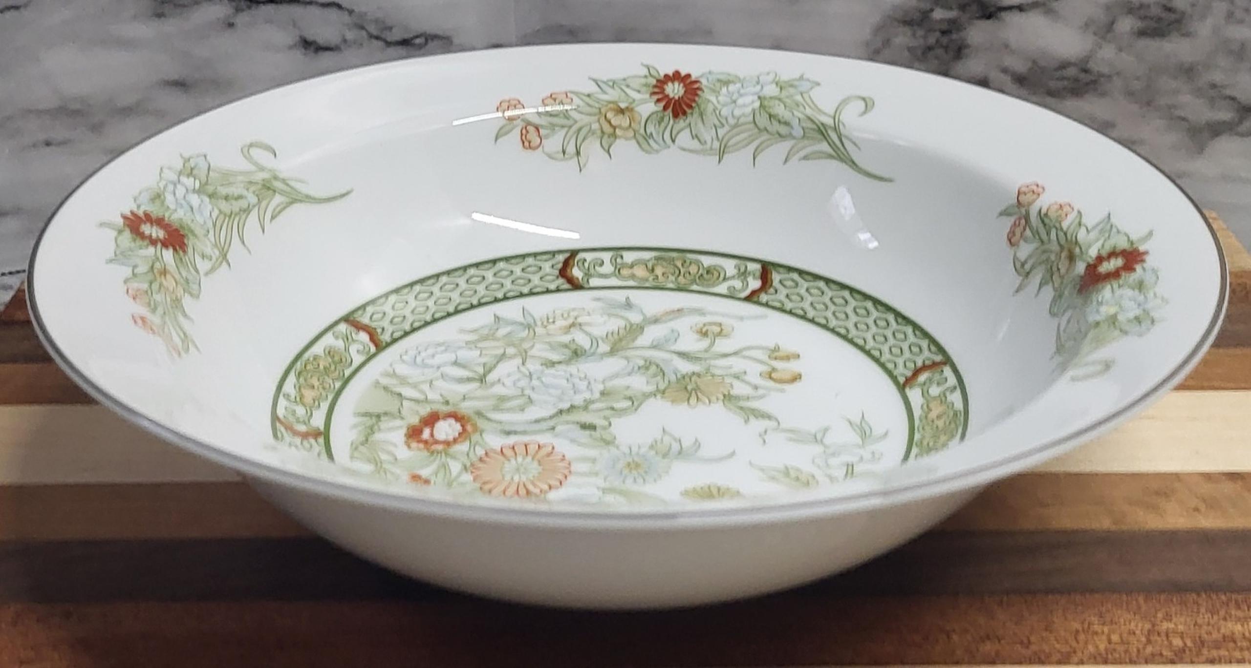 Vintage Mikasa Japan KABUKI Serving Bowl Asian Inspired Round Silver Trim