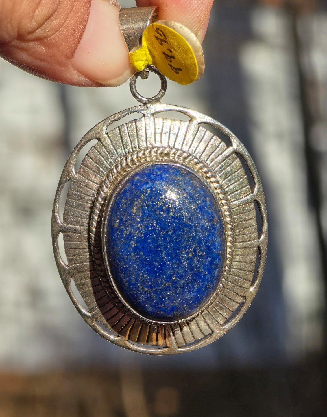 Vintage! BIG & STUNNING!♡ .925SS Western-Style Lapis Lazuli Gemstone Pendant♡