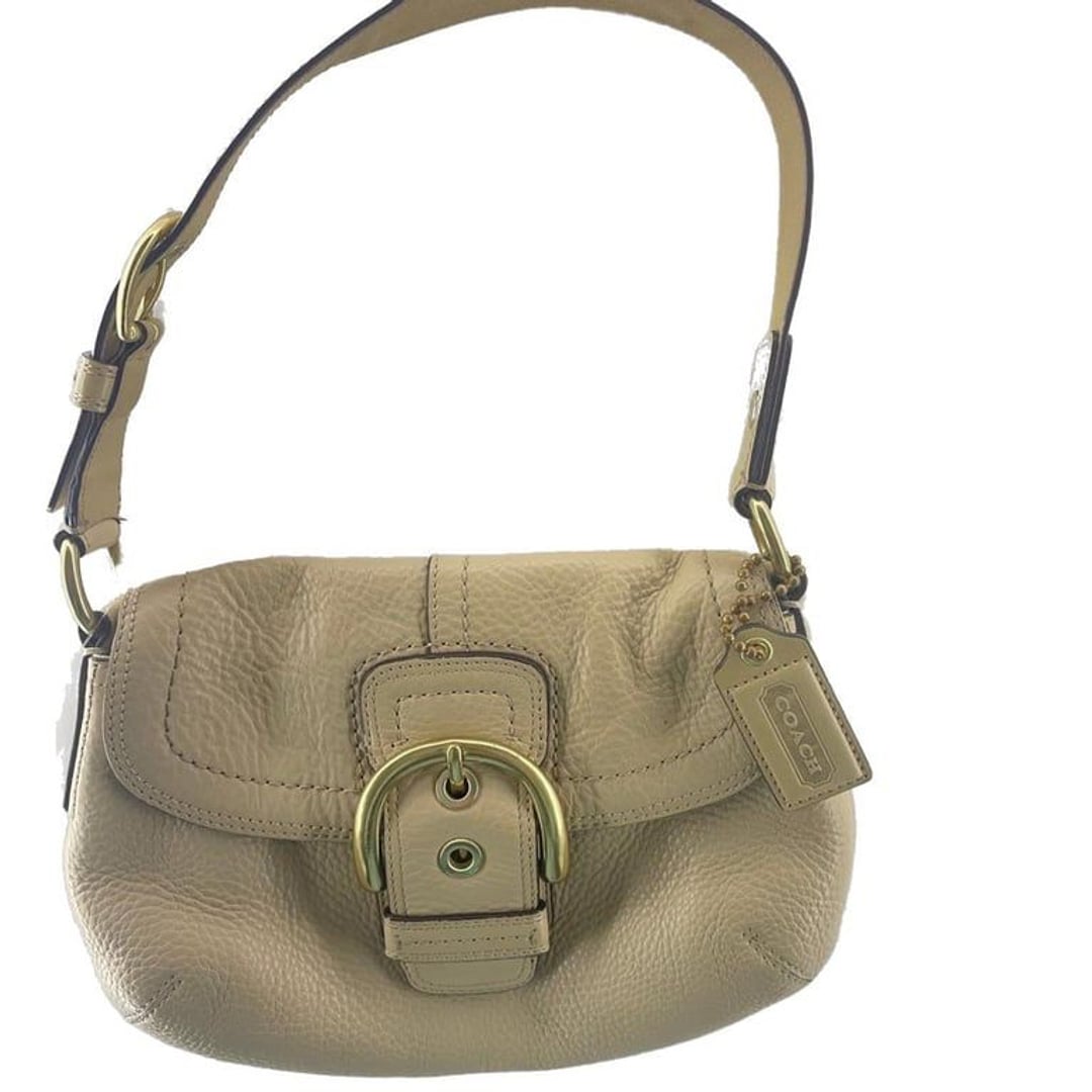 Coach Butter Cream Leather Flap Shoulder Gold Hardware Bag
