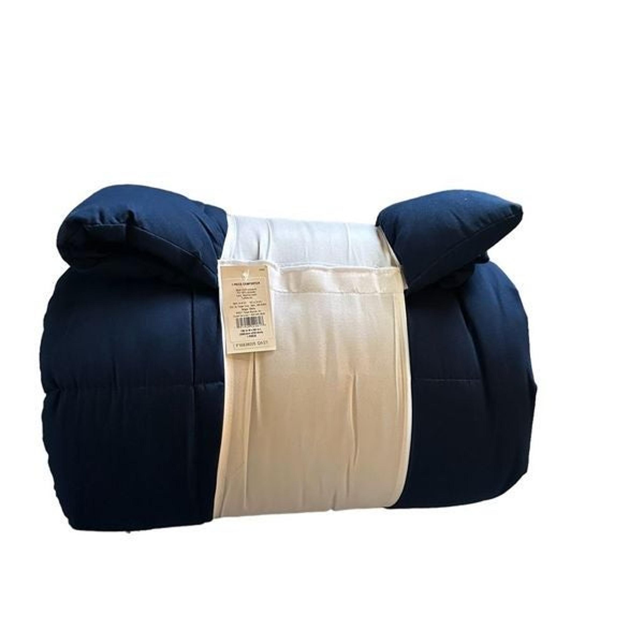 King Down Alternative Washed Microfiber
Reversible Comforter Navy - Room Essenti