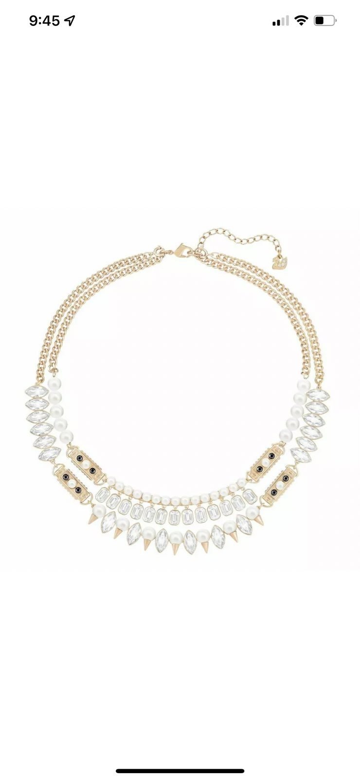 Swarovski Gangster Ladies Gold Plated White Necklace Large - 5252008 - New!