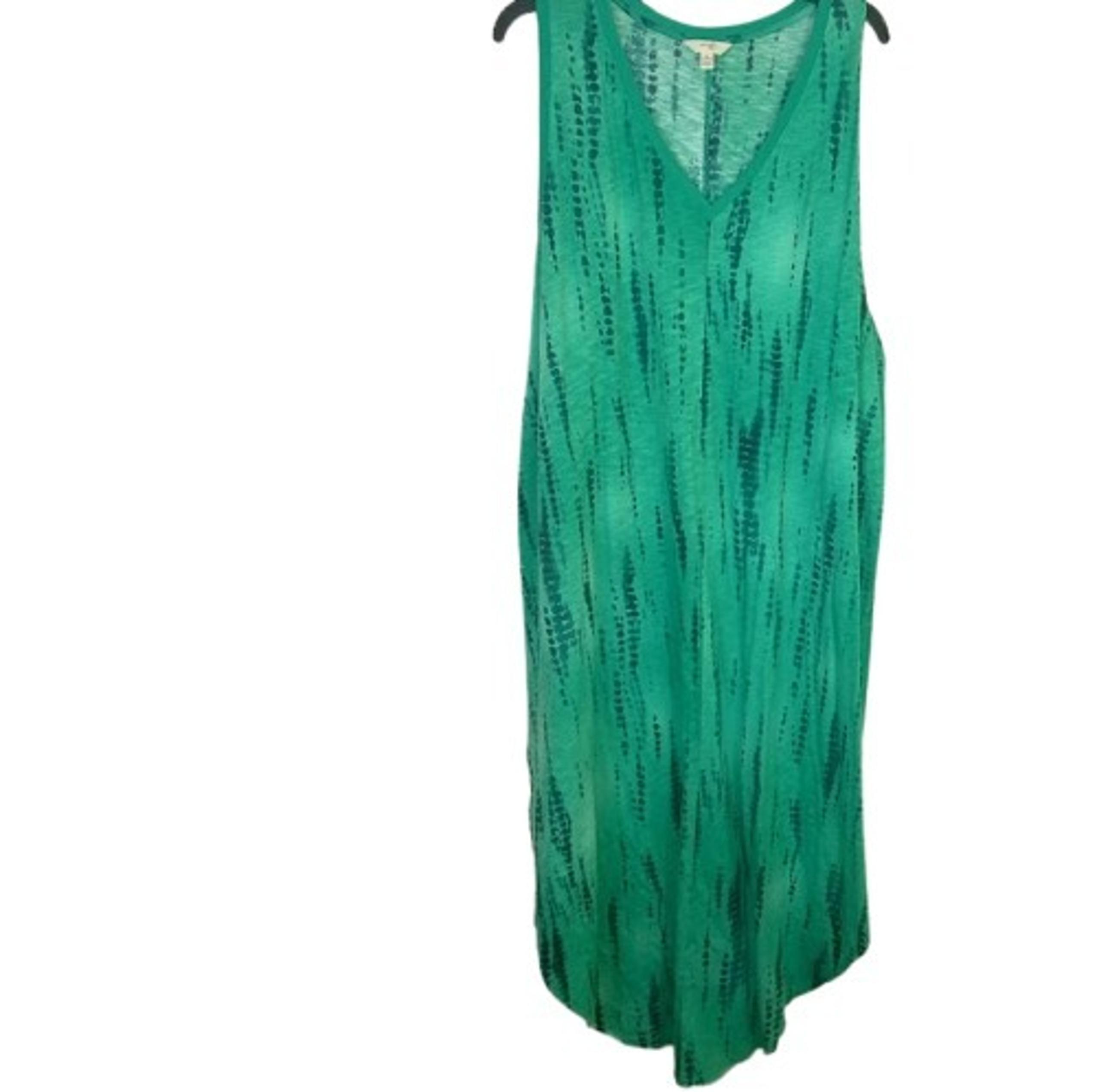 Terra & Sky Womens Midi Tank T-Shirt Dress Green Tie Dye Knit Plus 2X New
