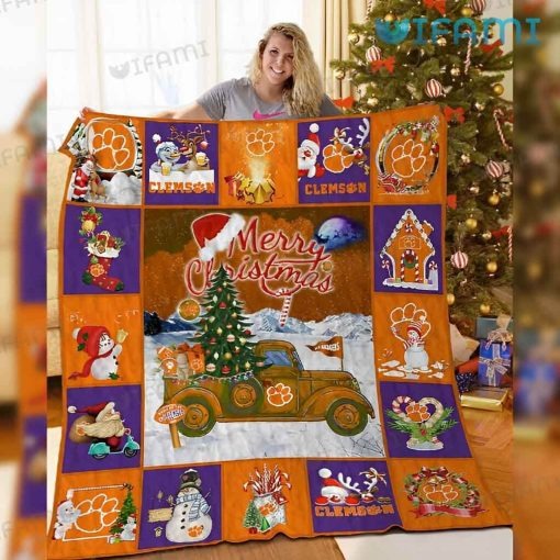 Clemson Blanket Merry Christmas Clemson Tigers
