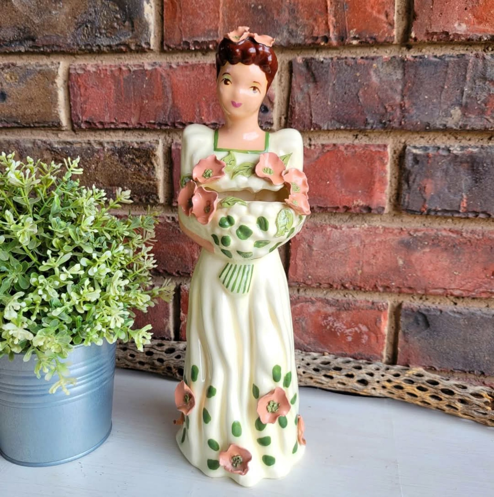 Vintage Beautiful & Rare Tall California Pottery Elegant Lady Bouquet Vase