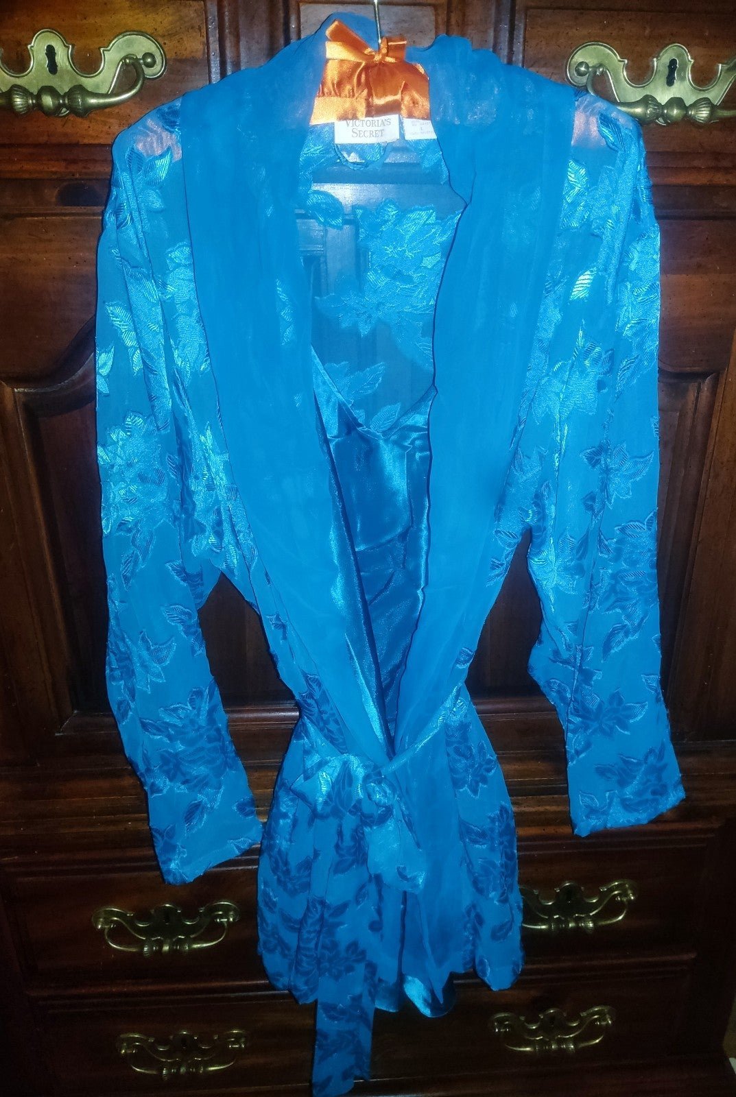 Victoria Secret Vintage Robe and Satin Slip Dress Set