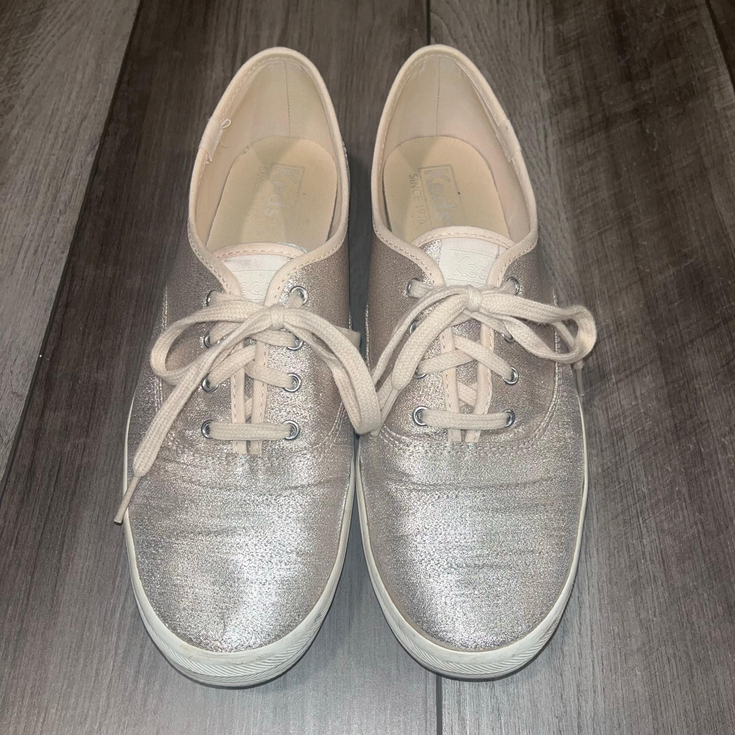 Keds Women's Champion Lurex Fashion Sneaker, Champagne, Size 9.5