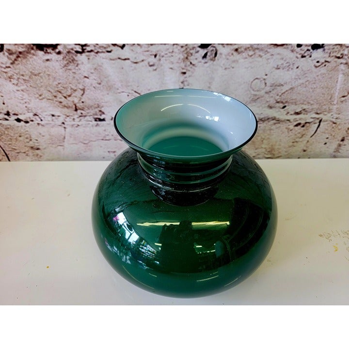 Cased Green Glass Shade, 6.5 inch fitter, Vintage Student Replacement Shade