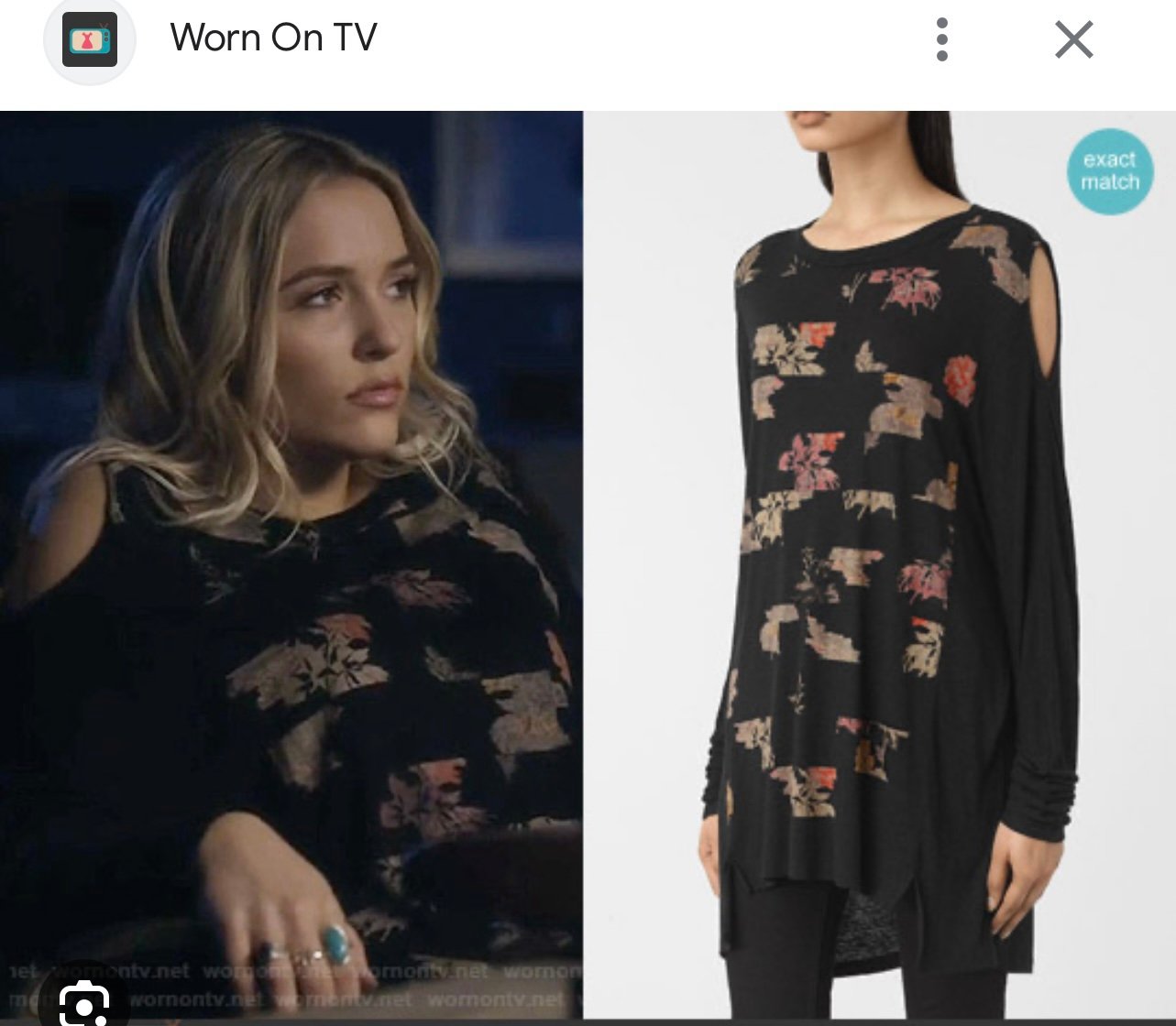 Allsaints Arosa Aino Jersey Knit Cold Shoulder Top Worn on TV Show “Nashville”