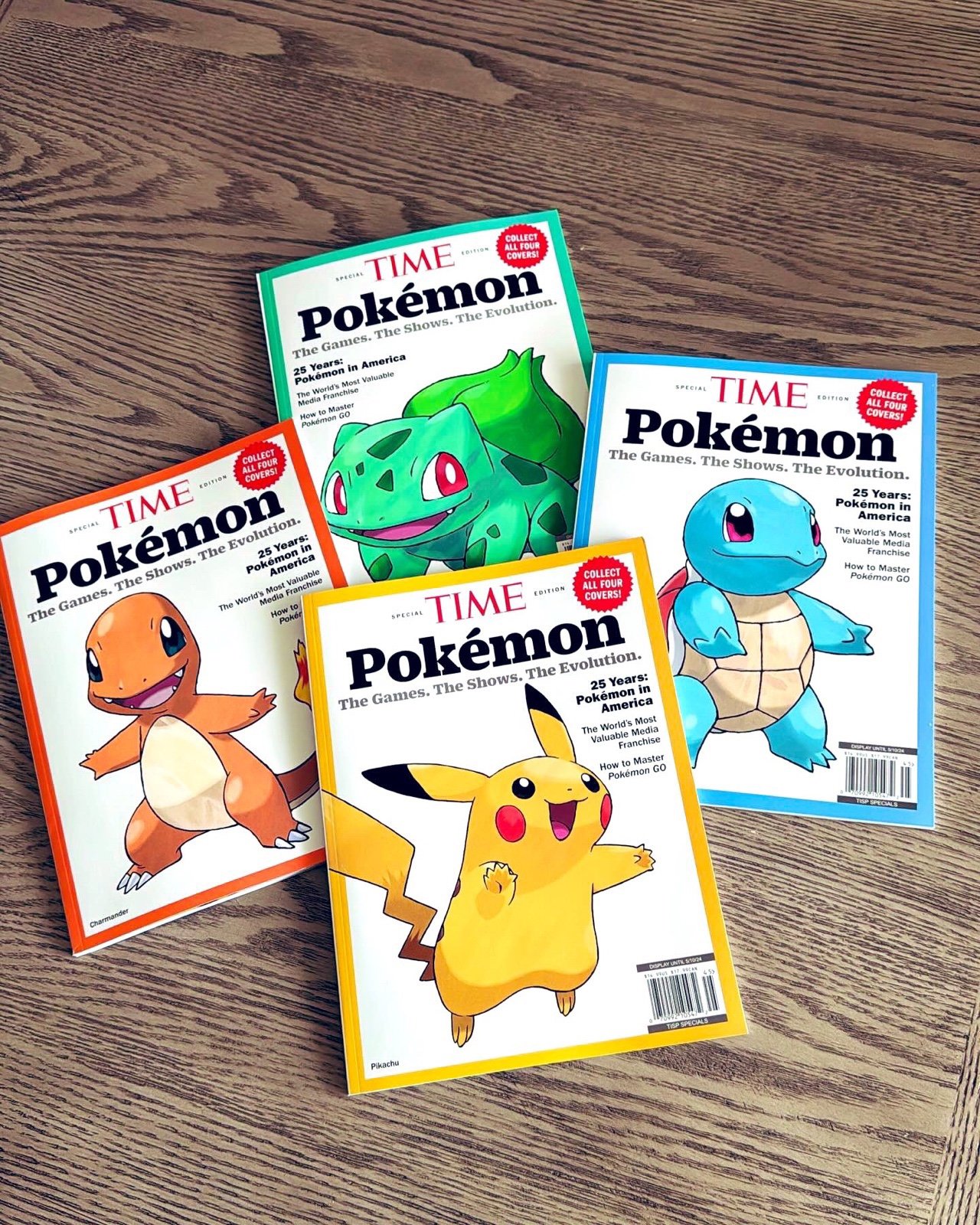 OFFICIAL AND AUTHENTIC !! POKEMON TIME MAGAZINE RARE COLLECTIBLE SET OF 4!!