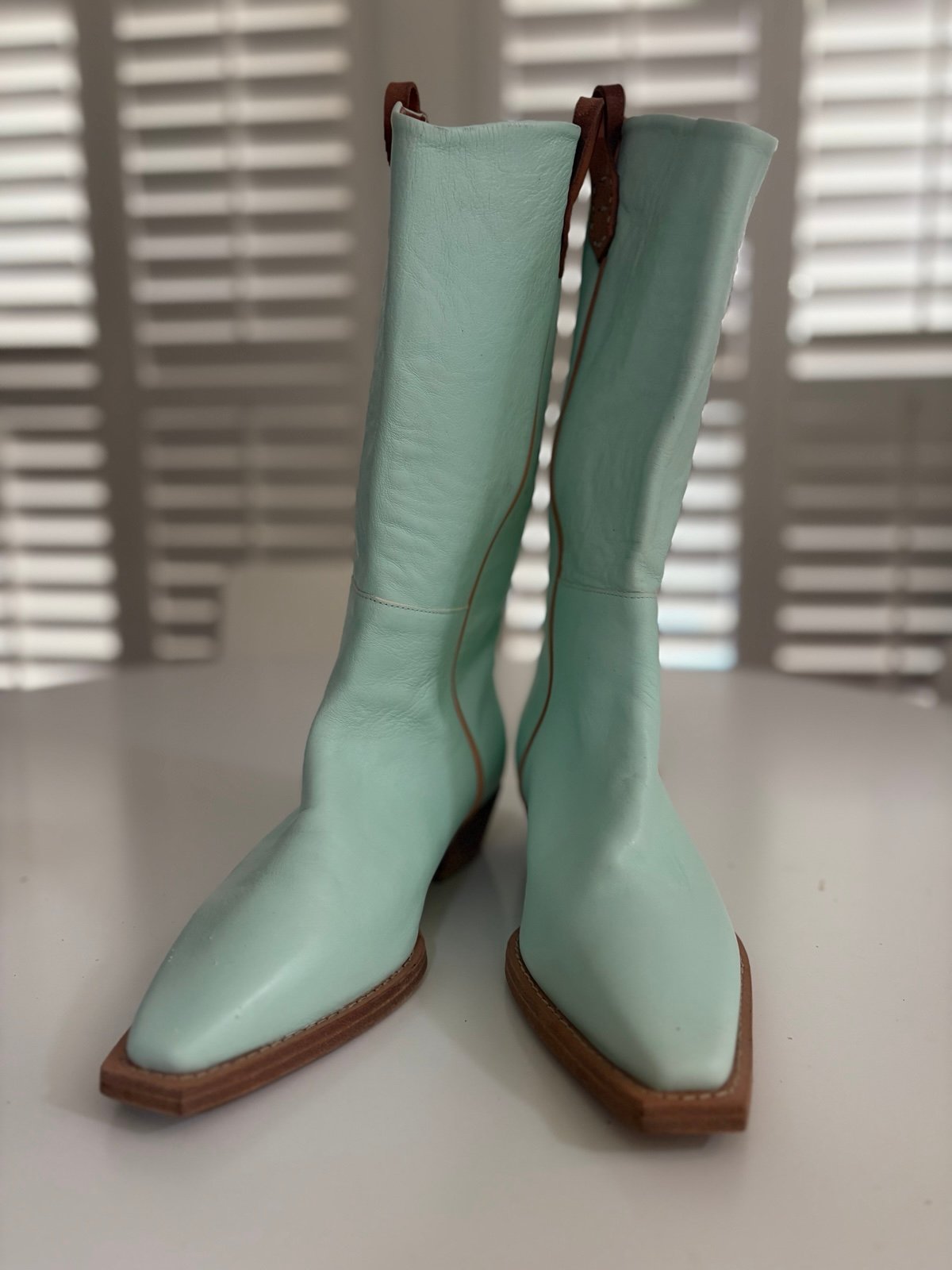 Free People X We The Free Montage Pull on Boots 7.5/38 Leather with Piping Cactu