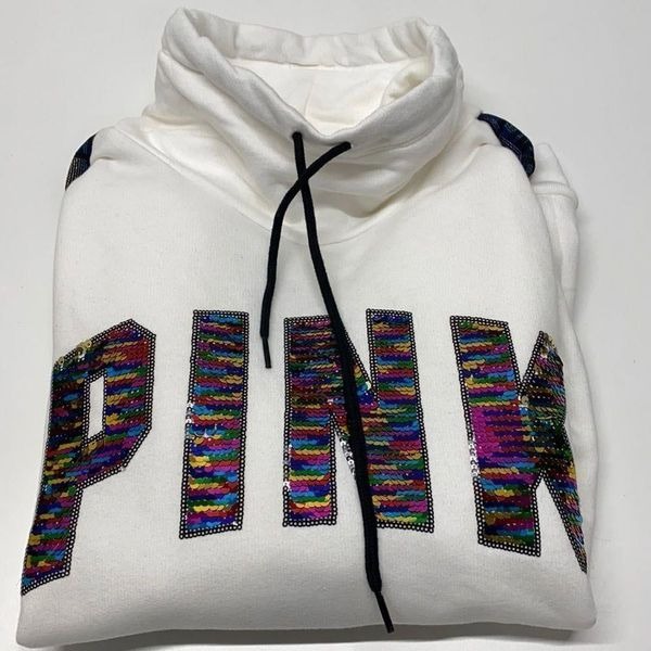 Victoria Secret Pink sequin logo Sweaterwomens girls sz XS New