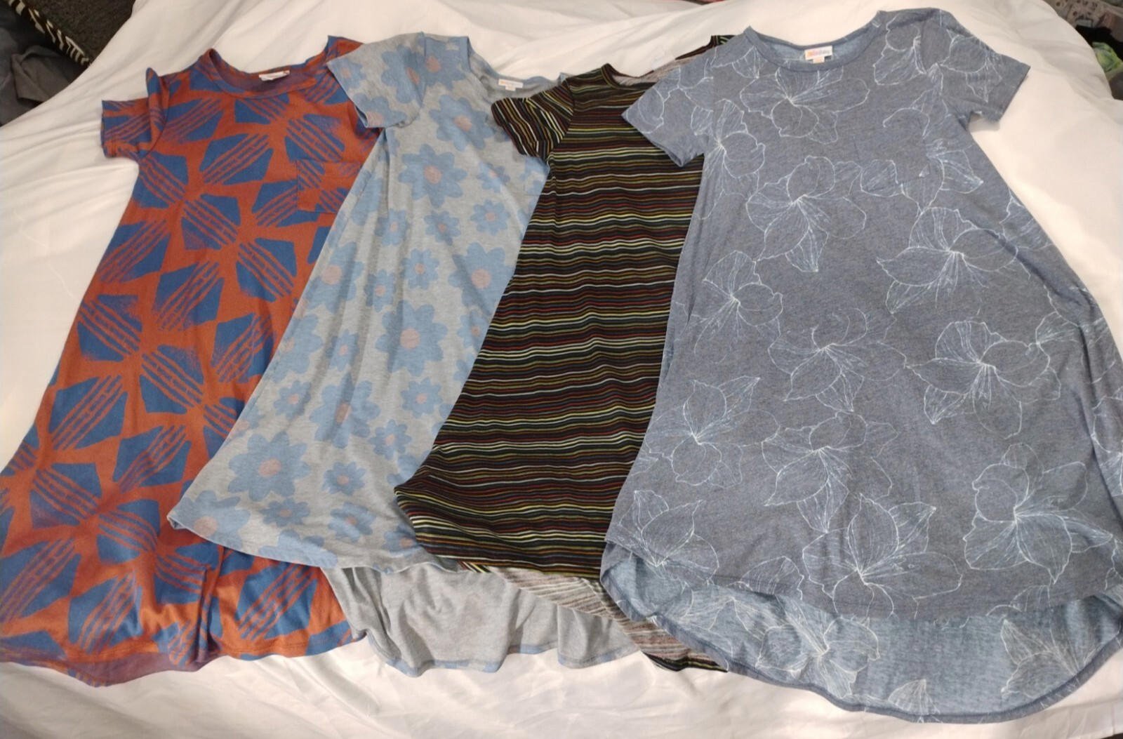 Lularoe T-Shirt Dresses Lot Of 4 Casual Size XXS Summer Travel