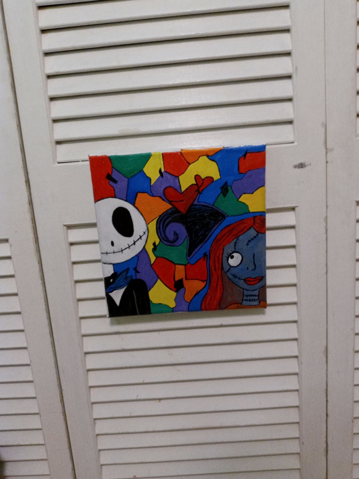 Homemade jack and sally cartoon painting
