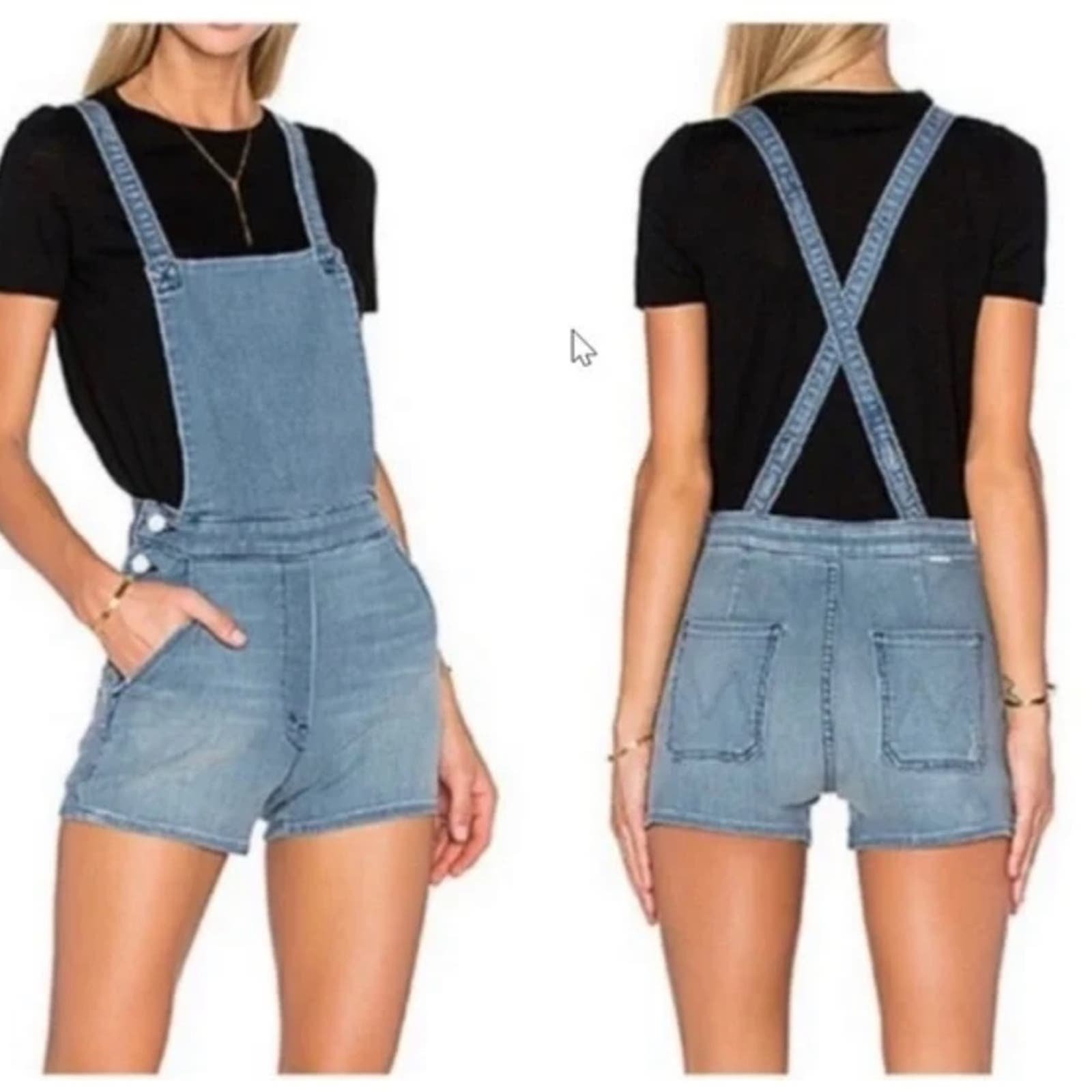 Mother Swooner Denim Short Overalls