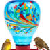 Colorful Glass Wild Bird Waterer 32 Oz Bird Water Feeder for Outdoors Garden Out