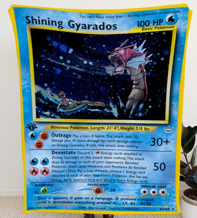 Large Pokémon Shining Gyarados Neo Revelation Unlimited Secret Rare Holo Blanket