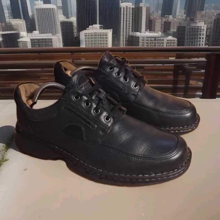 Men's Clarks Un.bend Casual Black Leather US 10.5M Lace Oxford Lambskin lining
