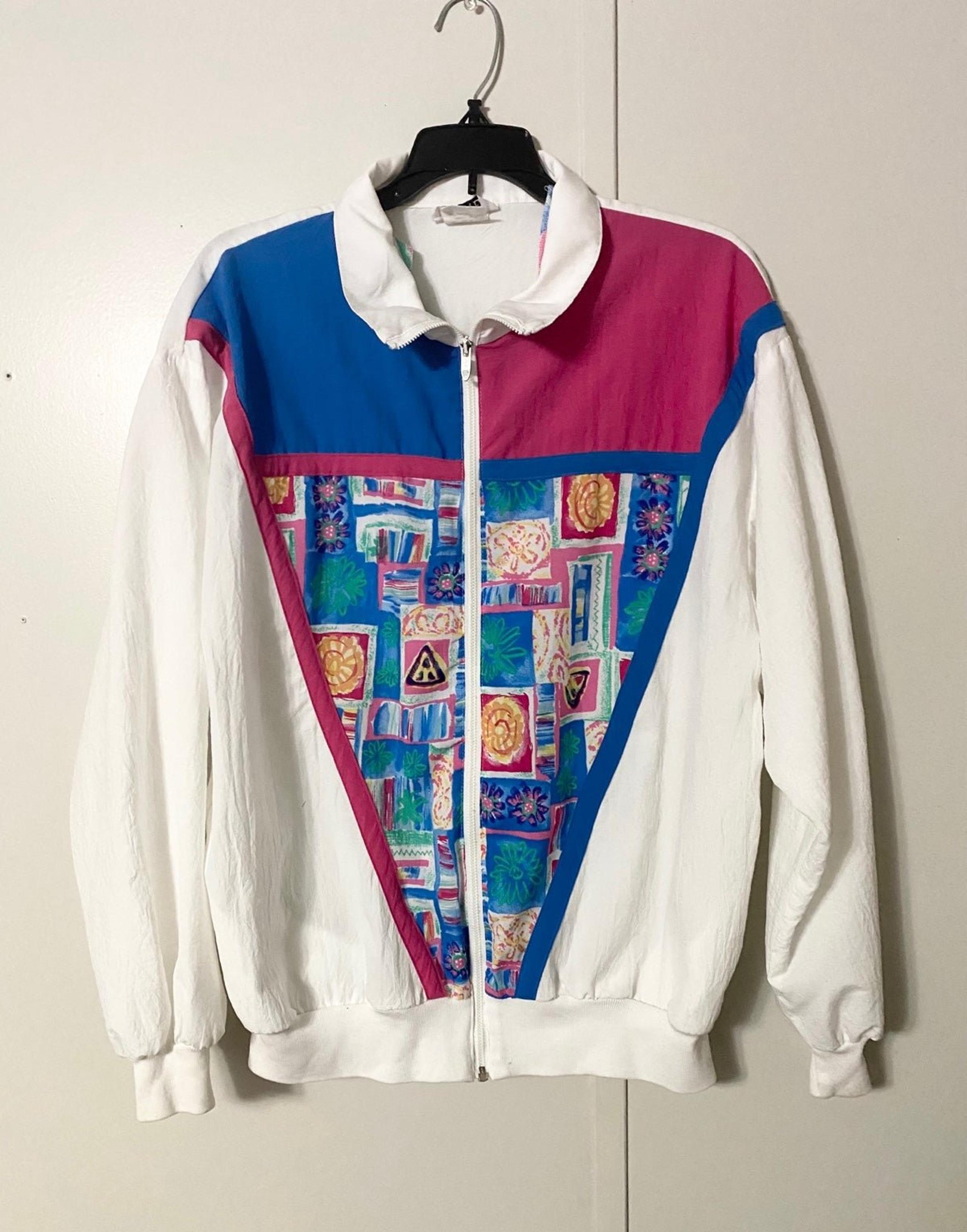 Vintage White Cricket Lane Multi Color Light Windbreaker Size 12 Womens