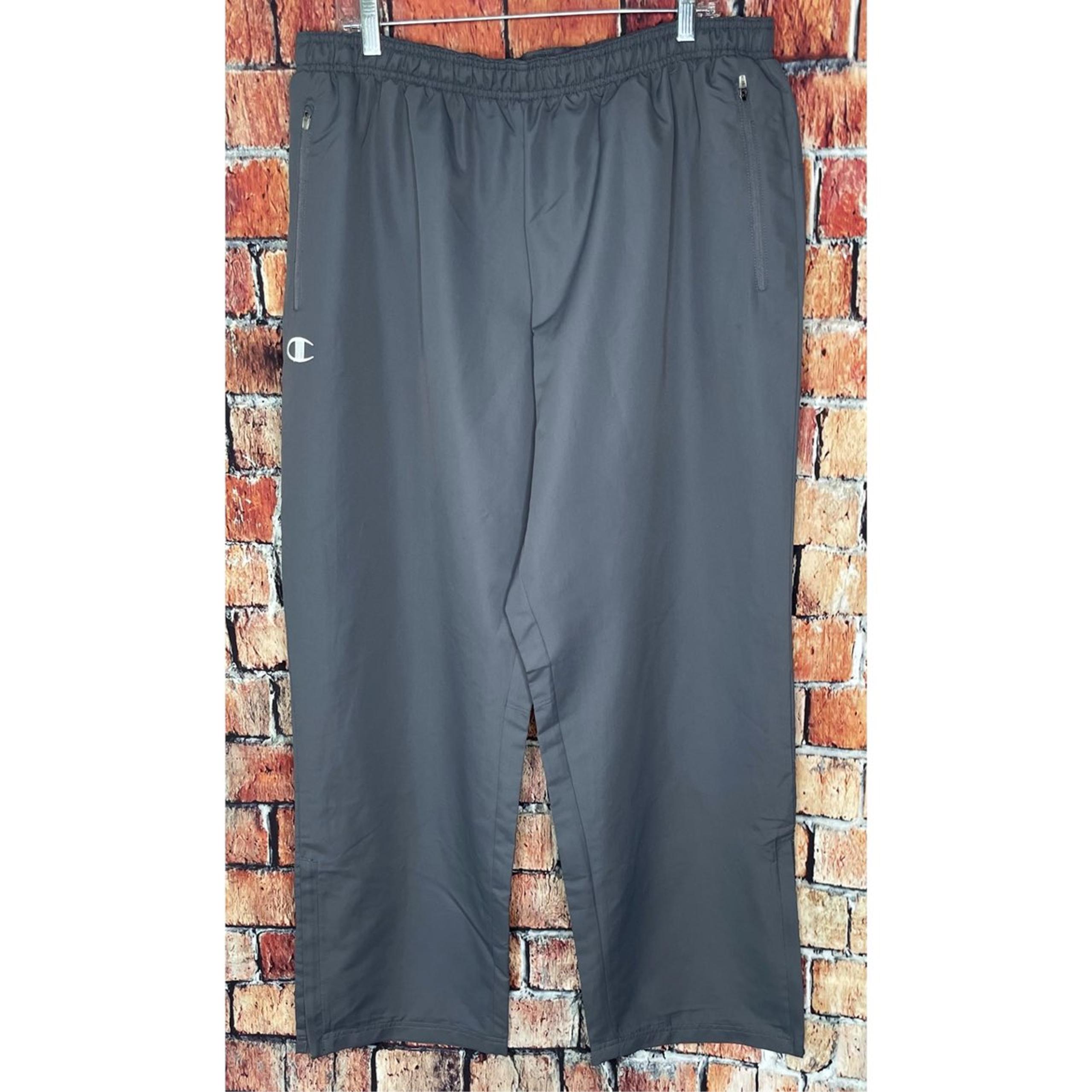 NWOT Champion Authentic Activewear Mens XL Gray Track Pants Mesh Lined Ankle Zip