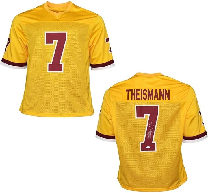 Joe Theismann Signed 83 MVP Insc Pro Style Yellow Football Jersey JSA