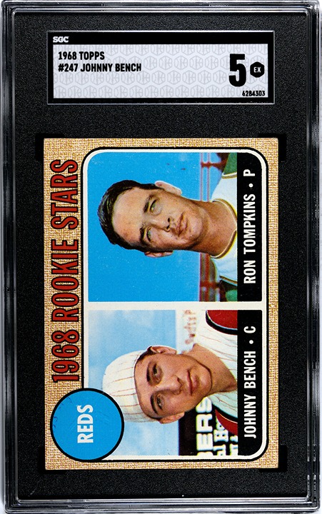 1968 Topps JOHNNY BENCH ROOKIE Reds #247 SGC 5 EX Condition