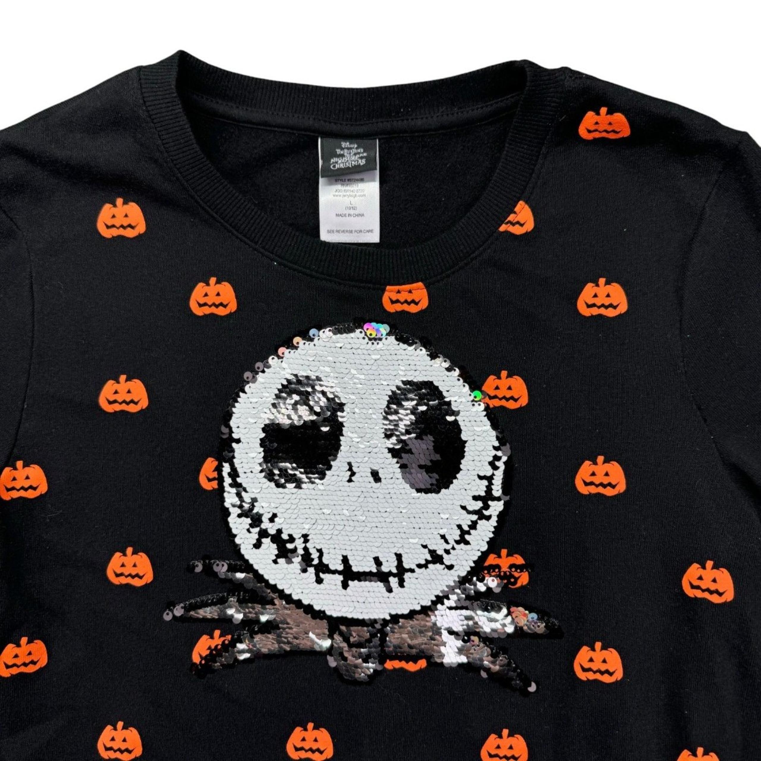 Nightmare Before Christmas Sweatshirt Youth Large Jack Skellington Sequin Disney