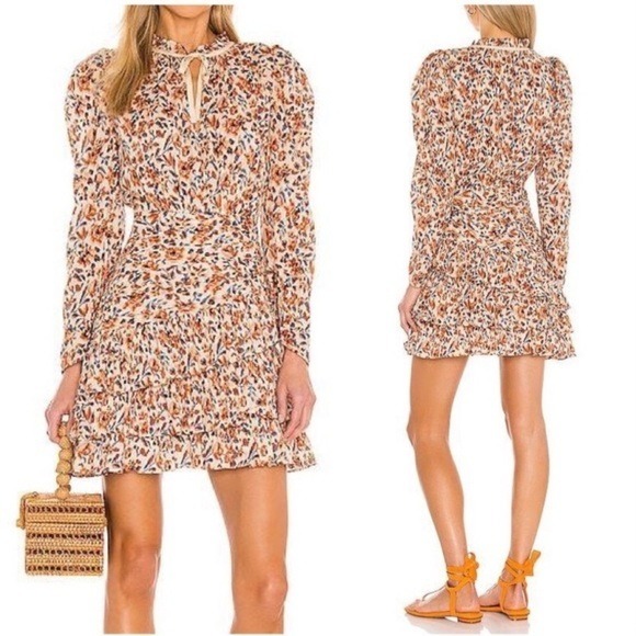 Ulla Johnson Dress Marielle Floral-print Puff-sleeve MiniDress Size 4 Mini Dress