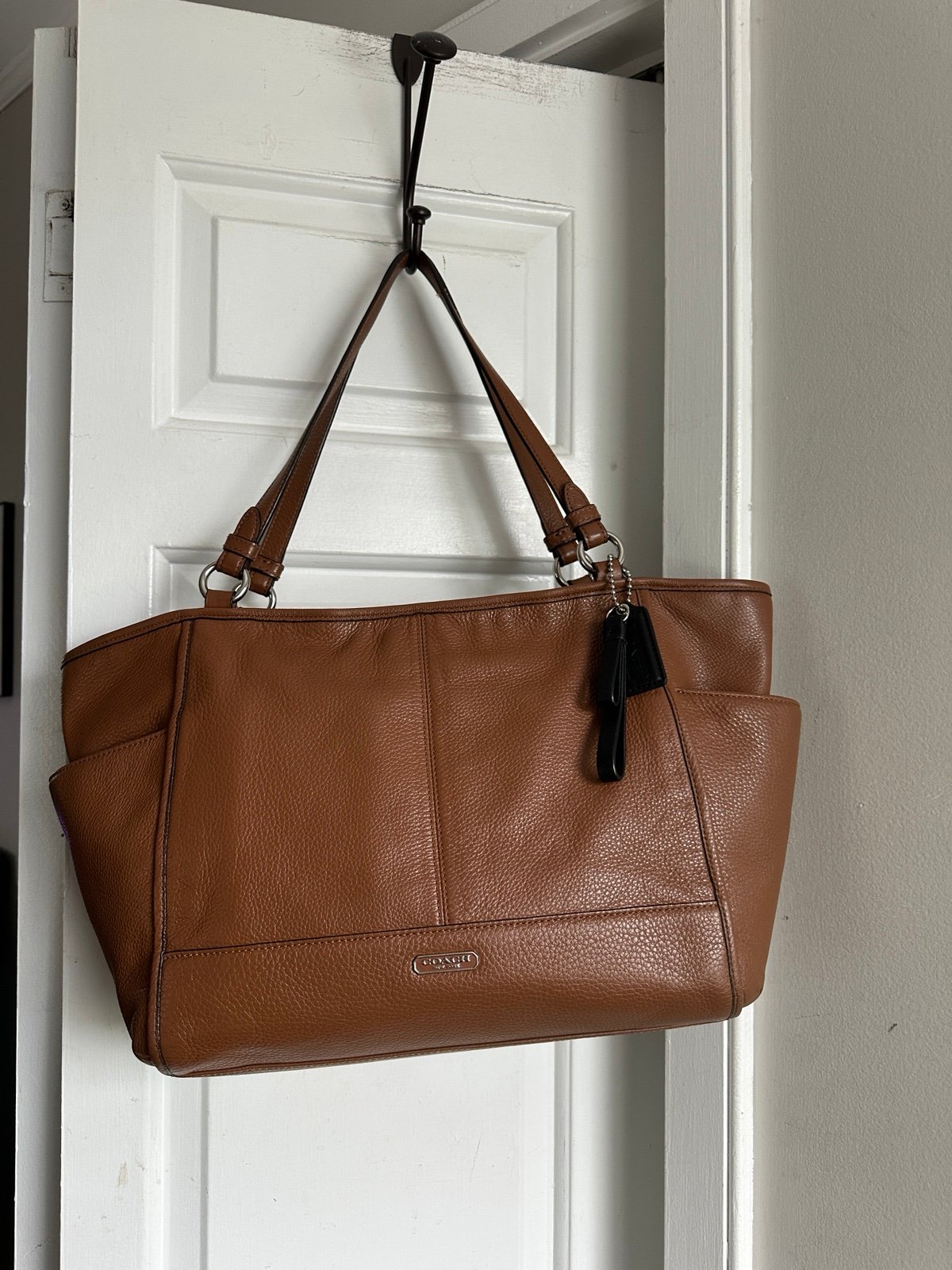Coach Carrie Park Saddle Brown Pebble Leather Shoulder Bag Purse