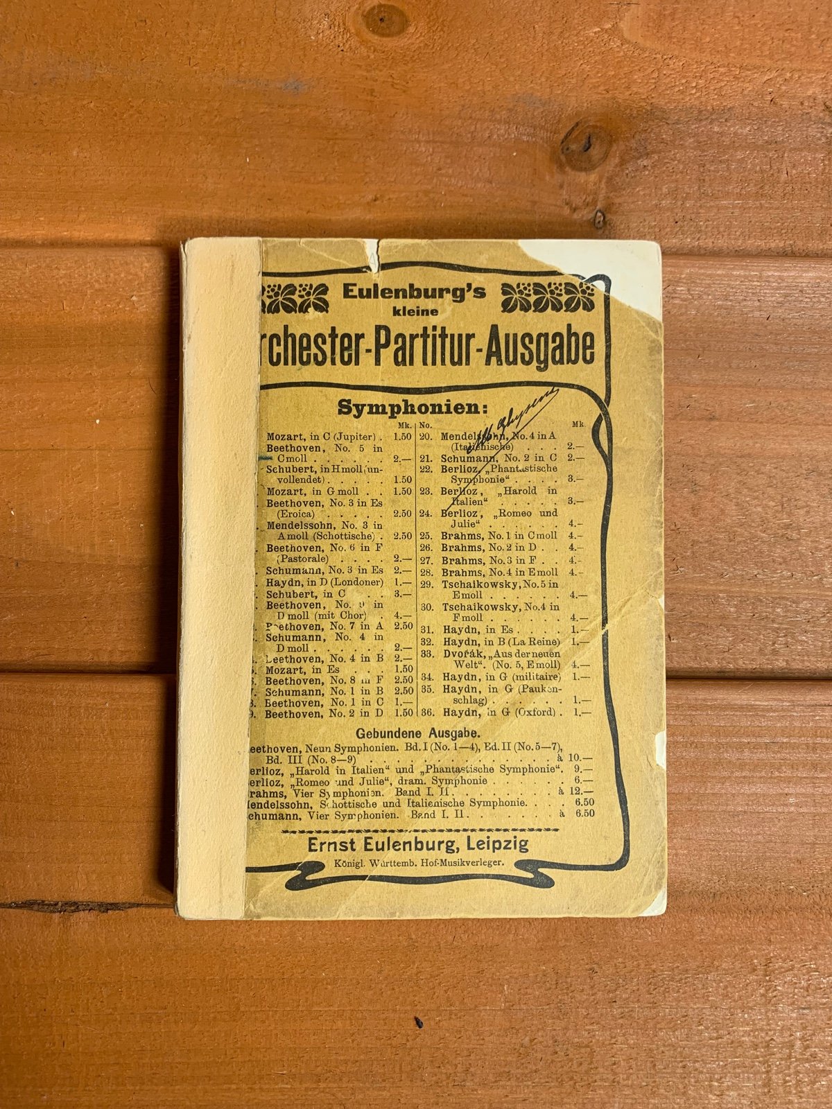 Beethoven Symphony 5 Full Orchestra Antique Miniature Music Score Germany.