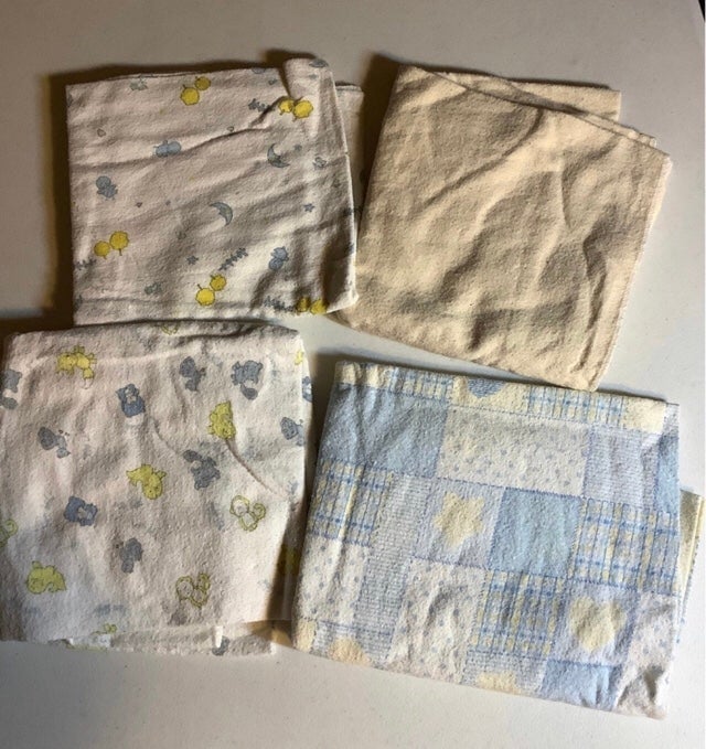 4x Vintage Receiving Blankets RIEGEL top QUALITY made in USA Lot 3 —pre-owned v