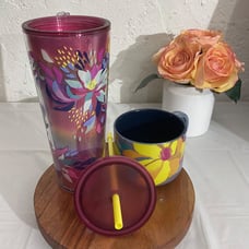 Vera Bradley Floral Tumbler & Mug Set With Lid & Straw