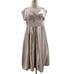 FORMAL PARTY SZ 14 1x plus champagne cream off shoulder lace up midi dress B123