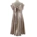 FORMAL PARTY SZ 14 1x plus champagne cream off shoulder lace up midi dress B123