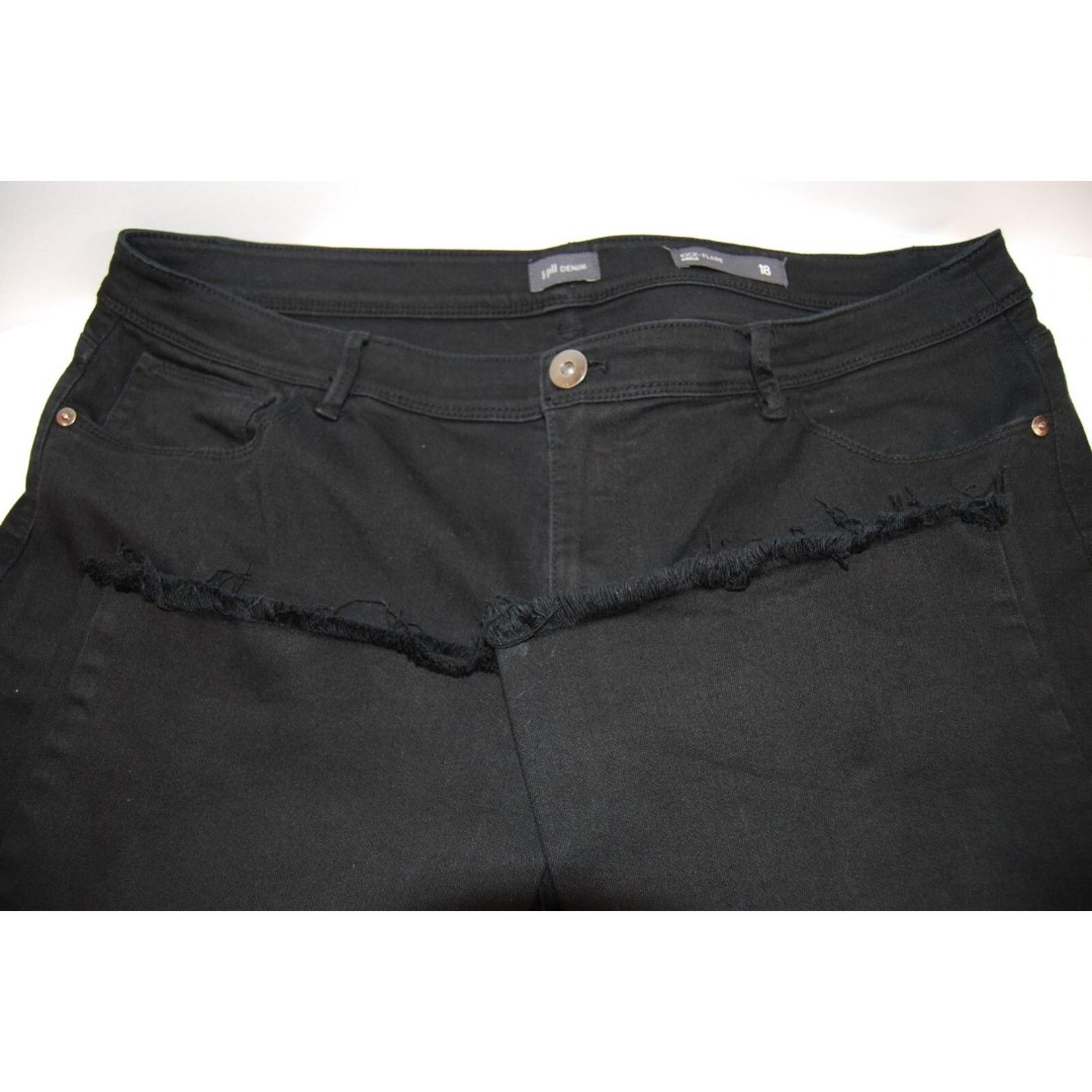 J. Jill Women's Black Kick-Flare Raw Hem Ankle Denim Jeans Size 18 Pockets