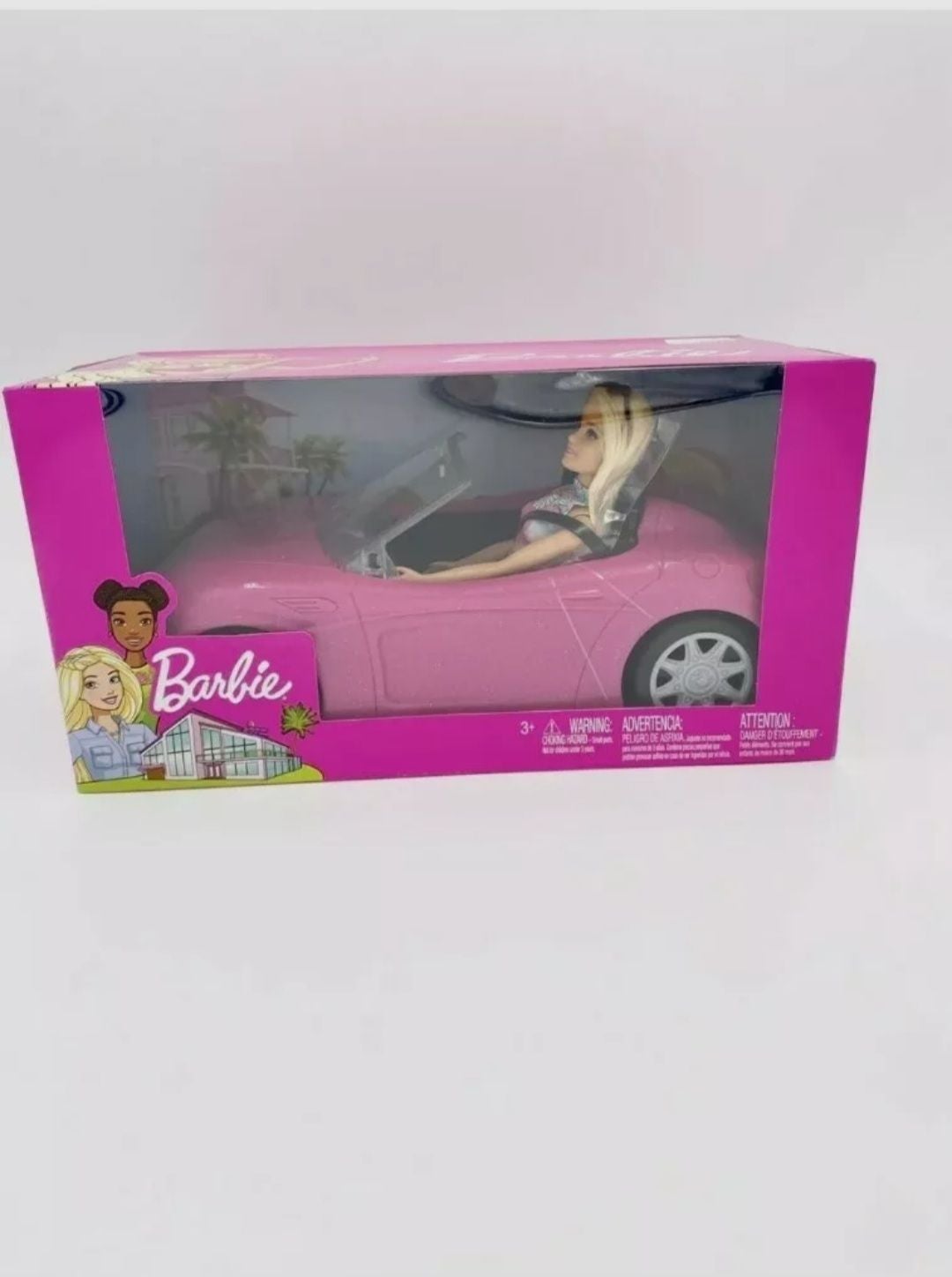 Barbie pink glam auto convertible car and doll