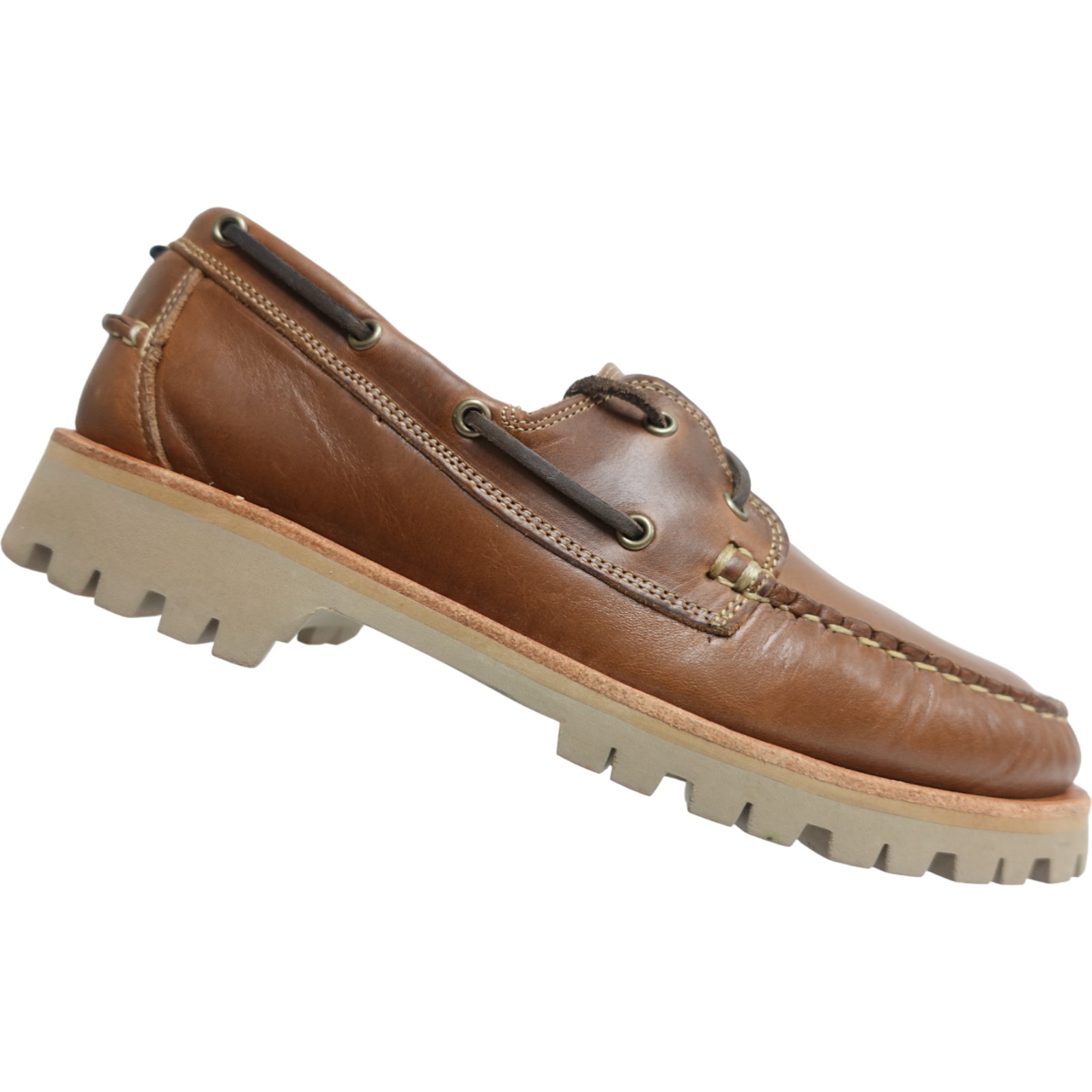 ALLEN EDMONDS Men Boat Shoes Force 10 Brown Leather 2-Eye 9DUS/8.5UK/43EU