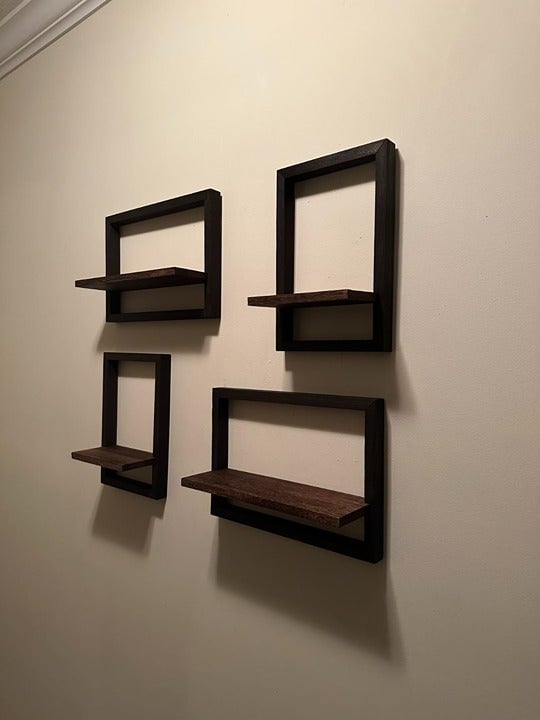 Floating Shelves for Wall, Rustic Square Floating Shelves Set of 4 Wooden Shelf