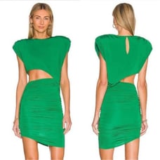 Ronny Kobo Kyle Asymmetric Cutout Ruched Green Sleeveless Mini Dress NEW XS