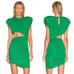 Ronny Kobo Kyle Asymmetric Cutout Ruched Green Sleeveless Mini Dress NEW XS