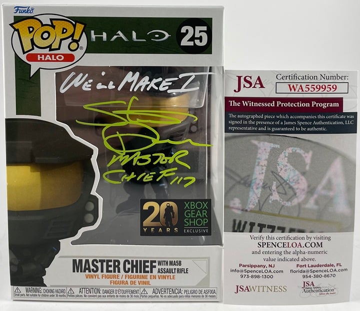 Steve Downes Signed HALO Master Chief XBOX Gear Shop Funko POP #25 G JSA COA