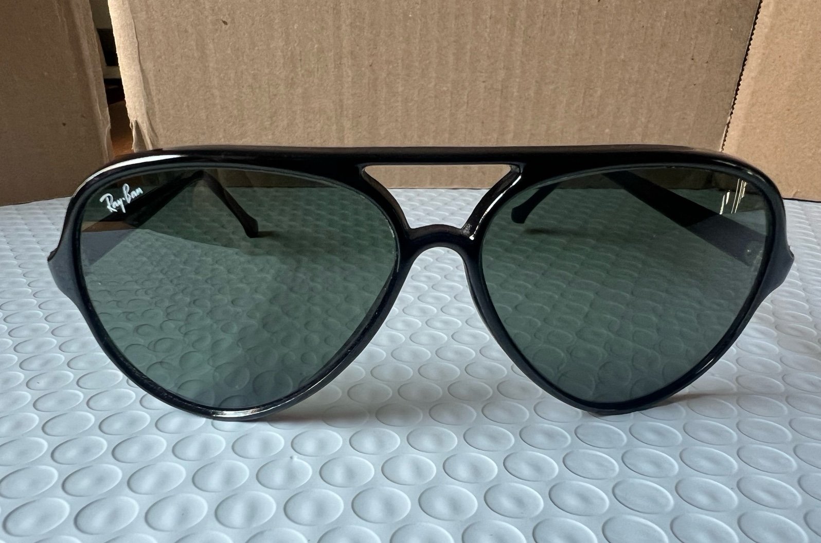 VINTAGE B&L RAY-BAN W0325 GLOSSY BLACK G15 CATS 5000 SKI GLACIER SUNGLASSES