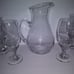 HandBlown Style Clear Glass Pitcher & Wine Glasses/ Goblets Set