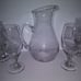 HandBlown Style Clear Glass Pitcher & Wine Glasses/ Goblets Set