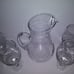 HandBlown Style Clear Glass Pitcher & Wine Glasses/ Goblets Set