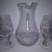 HandBlown Style Clear Glass Pitcher & Wine Glasses/ Goblets Set